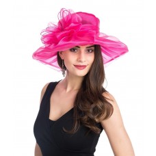 Wide Brim Hat Ladies Kentucky Derby Elegant Floral Lace Church Fancy Date Pink 601263568780 eb-42433244